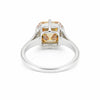 Detail of 18k gold vermeil prongs holding asscher diamond, top-down view