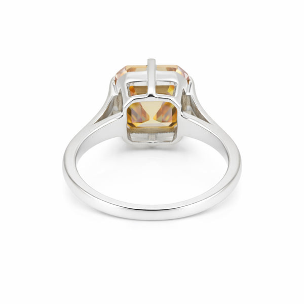 9.3ct DEW Champagne Moissanite Asscher Solitaire Ring