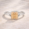 Side profile of champagne diamond ring on gold vermeil four-prong setting