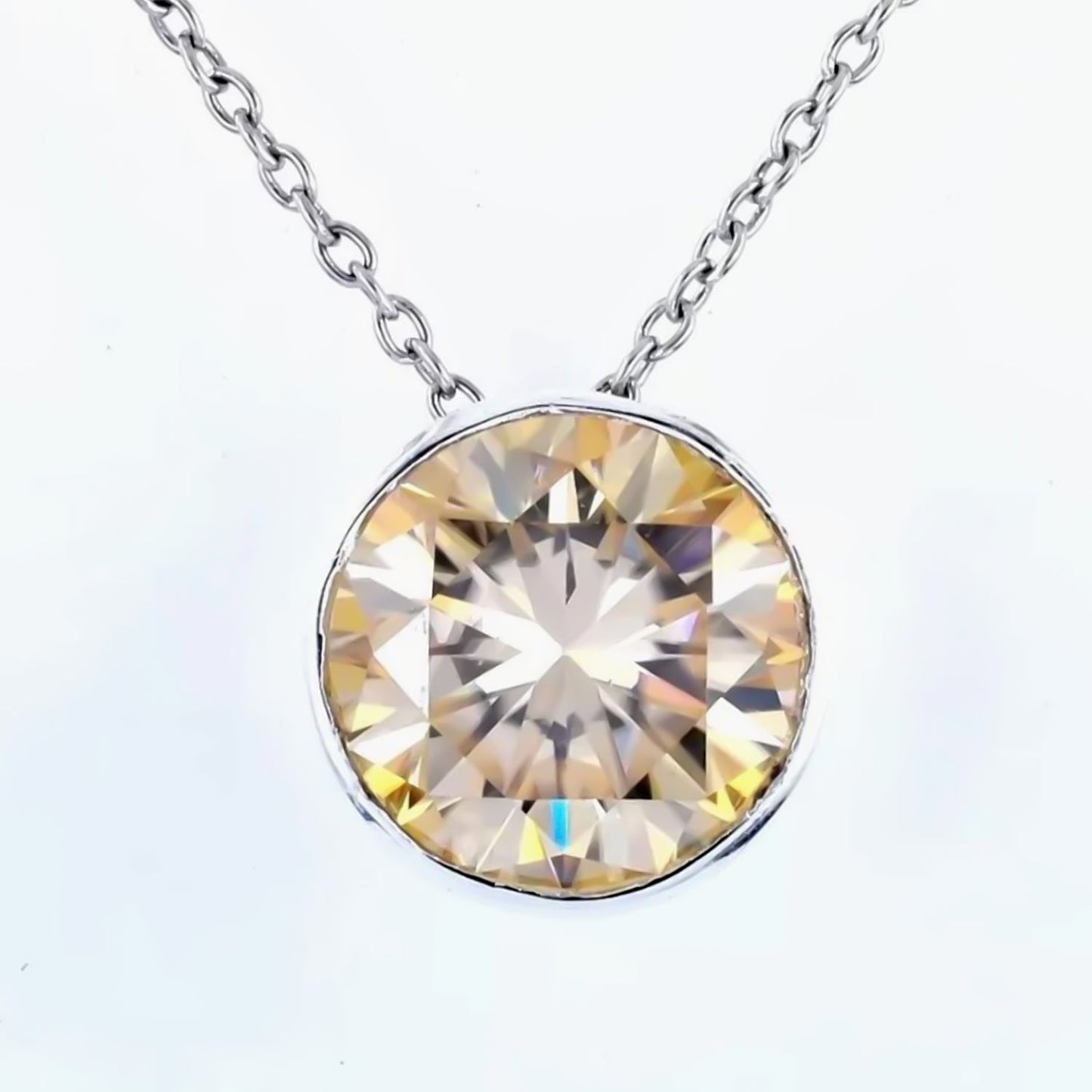 7.10 ct DEW Champagne Moissanite Pendant Gold Vermeil Certified
