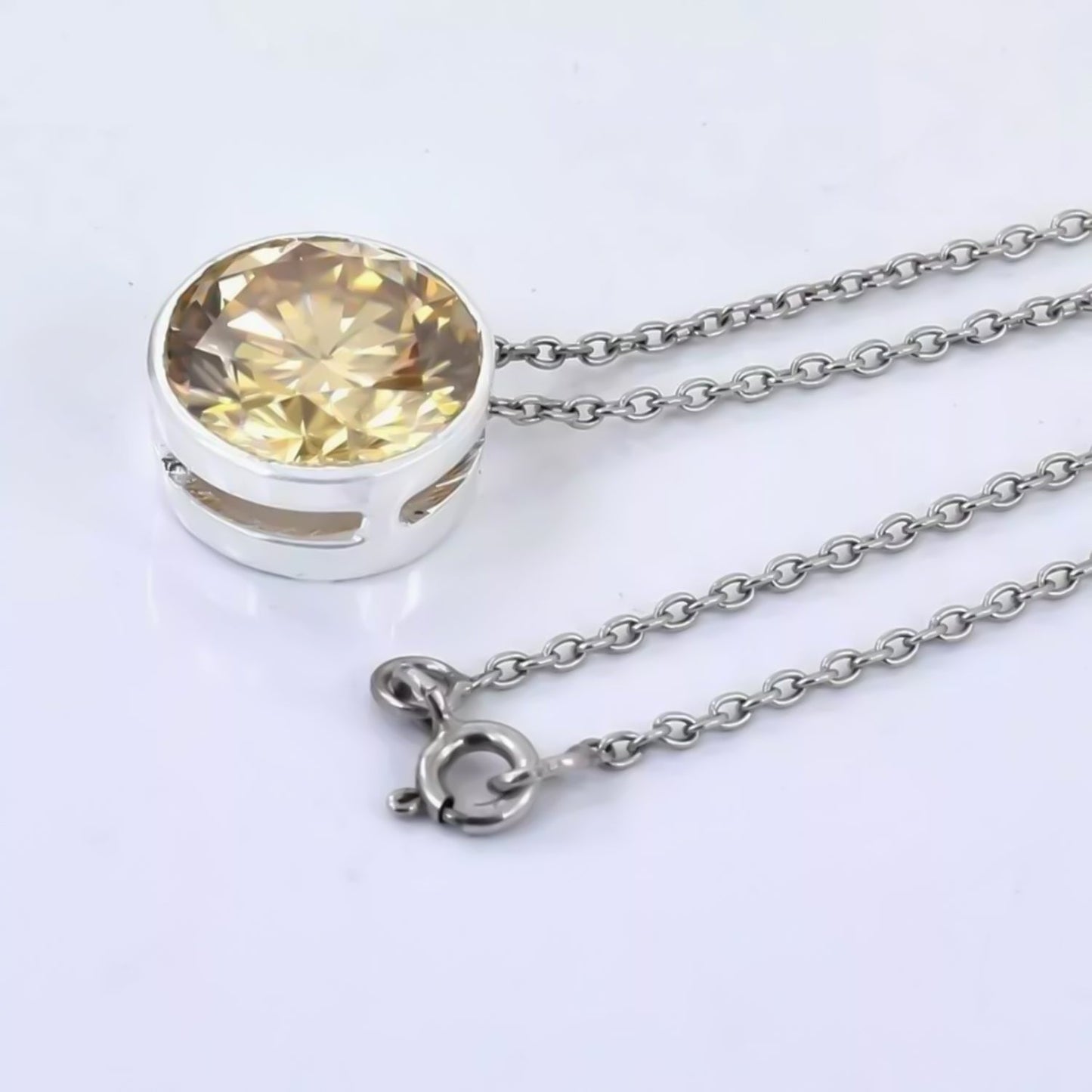 7.10 ct DEW Champagne Moissanite Pendant Gold Vermeil Certified