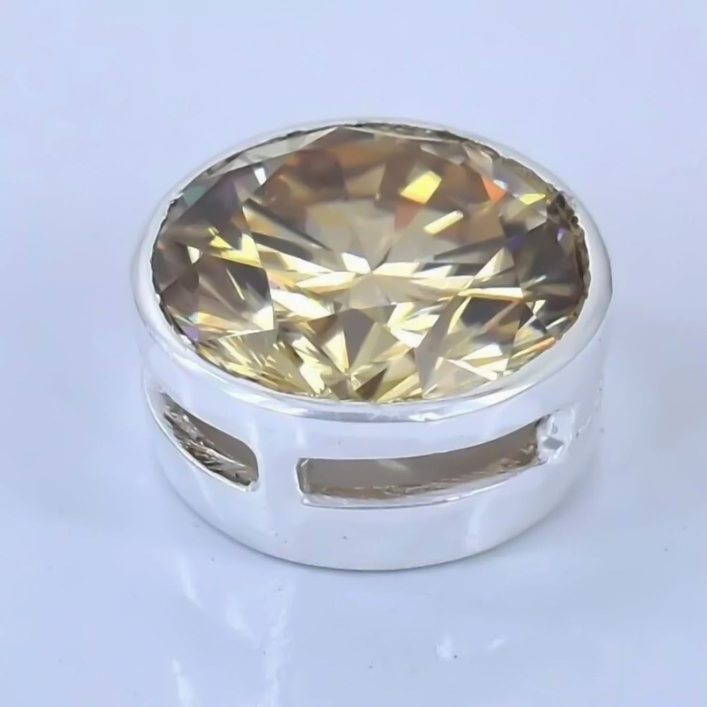 7.10 ct DEW Champagne Moissanite Pendant Gold Vermeil Certified