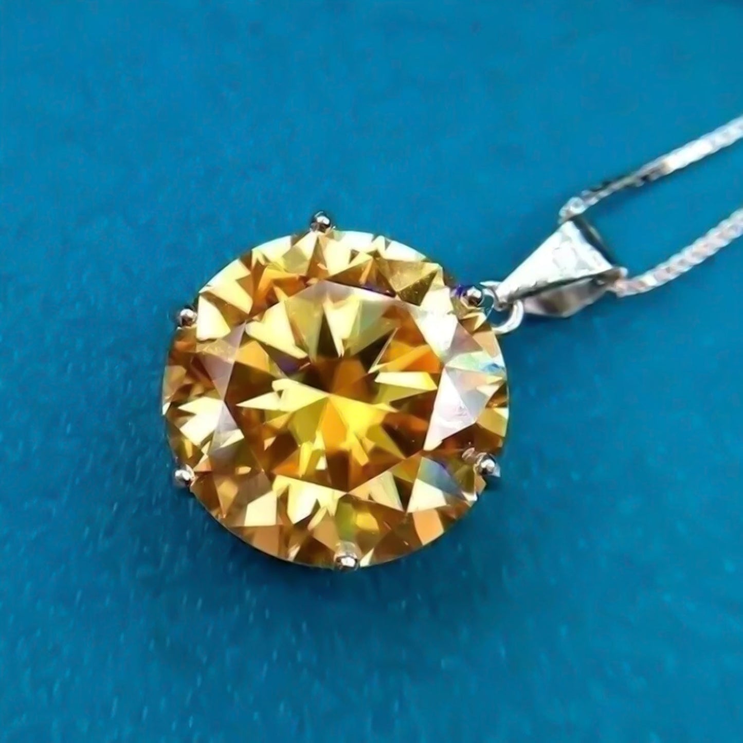 9.80 ct DEW Champagne Moissanite Pendant Gold Vermeil Cyber Monday Gift for Wife