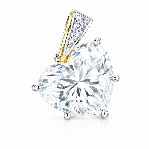 6.00 ct DEW White Heart Cut Moissanite Pendant Gold Vermeil Gift for Her