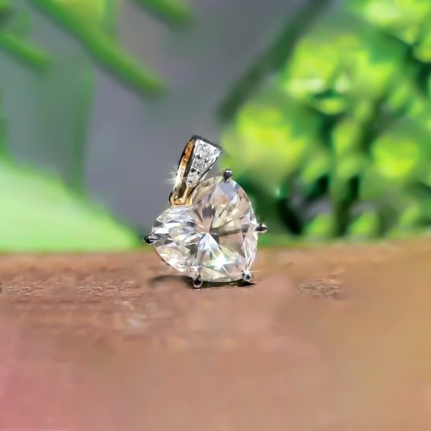 6.00 ct DEW White Heart Cut Moissanite Pendant Gold Vermeil Gift for Her