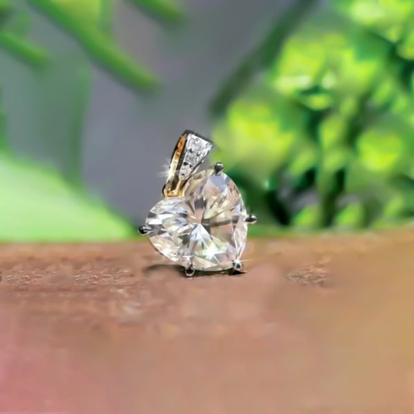 6.00 ct DEW White Heart Cut Moissanite Pendant Gold Vermeil Gift for Her