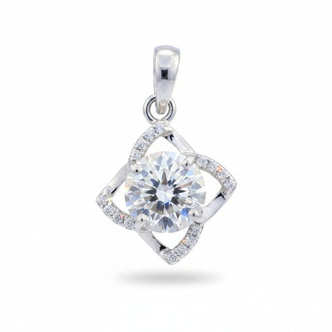 3.70 ct DEW Certified White Moissanite Pendant 18K Gold Plated