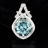 4.20 ct DEW Blue Round Moissanite Pendant In Vermeil 925 Silver Certified Jewellery