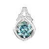 4.20 ct DEW Blue Round Moissanite Pendant In Vermeil 925 Silver Certified Jewellery