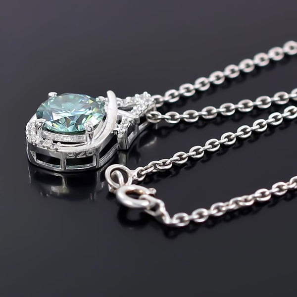 4.20 ct DEW Blue Round Moissanite Pendant In Vermeil 925 Silver Certified Jewellery