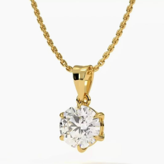 4.90 ct DEW White Moissanite Pendant Gold Vermeil Cyber Monday Certified Gift Deal