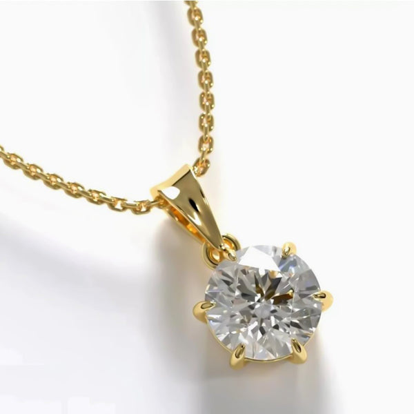 4.90 ct DEW White Moissanite Pendant Gold Vermeil Cyber Monday Certified Gift Deal