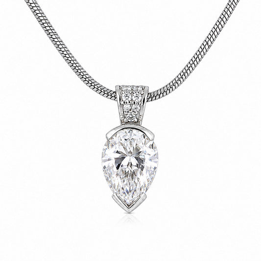 3.65 ct DEW White Moissanite Pendant Certified Gift for Her Christmas 18K Gold Plated V 18K Gold Plated
