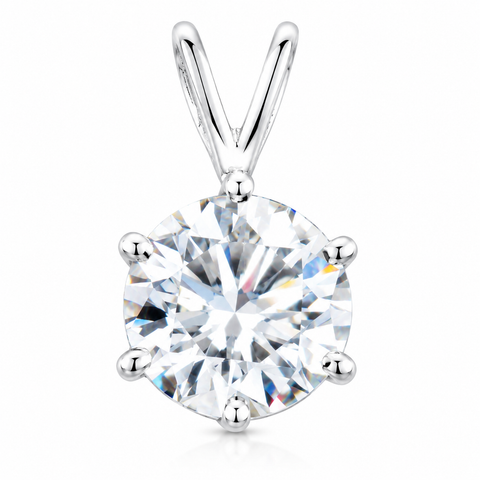 6.15 ct DEW Certified Moissanite Solitaire Pendant in Gold Vermeil