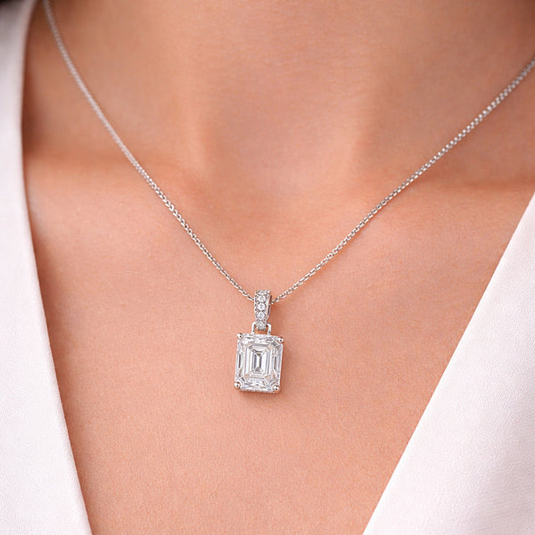 7.30 ct DEW Certified Moissanite Pendant in Gold Vermeil for Thanksgiving Gift