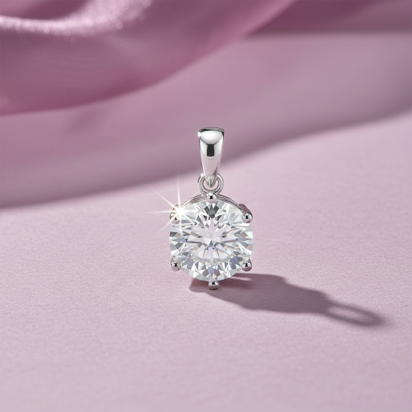 12 ct DEW Certified Moissanite Solitaire Pendant Gold Vermeil Holiday Gift Idea