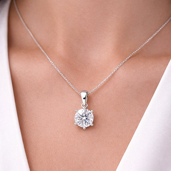12 ct DEW Certified Moissanite Solitaire Pendant Gold Vermeil Holiday Gift Idea
