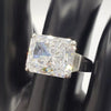 6.5ct DEW White Moissanite Radiant Solitaire Ring