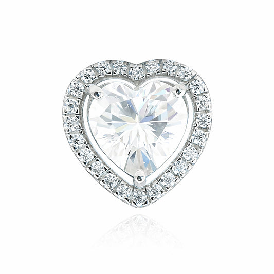 3.15 ct DEW Heart Cut Certified Moissanite Pendant In Vermeil 925 Silver