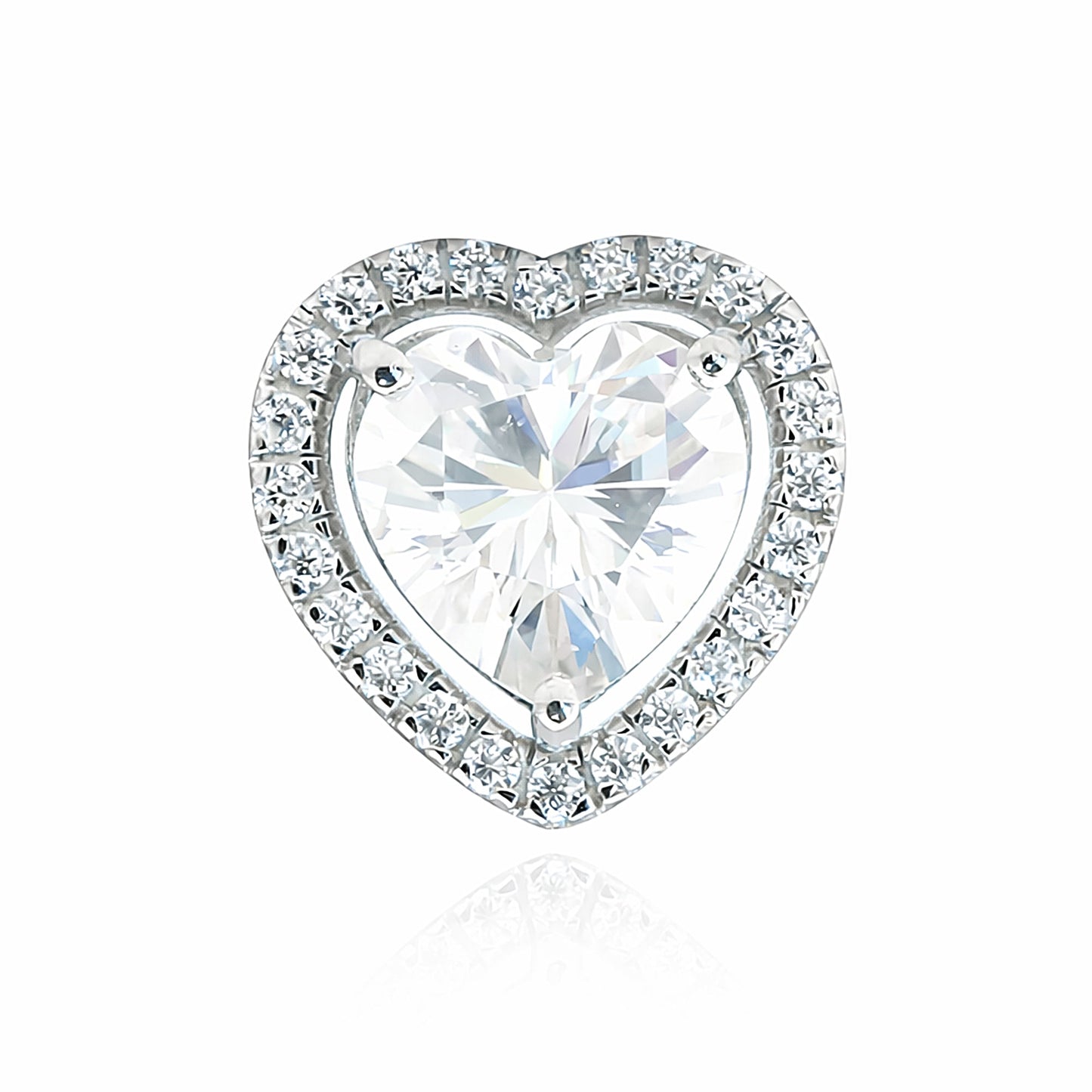3.15 ct DEW Heart Cut Moissanite Pendant In Vermeil 925 Silver