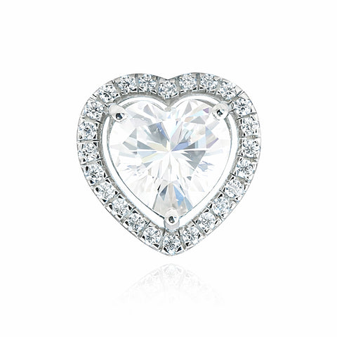3.15 ct DEW Heart Cut Moissanite Pendant In Vermeil 925 Silver