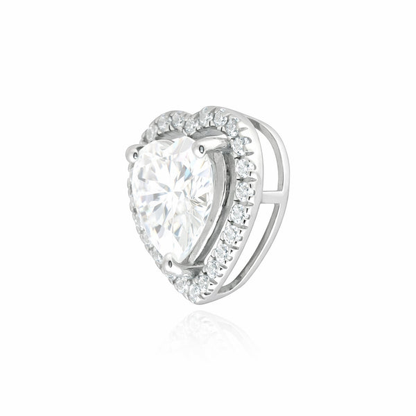 Heart lab diamond pendant worn on chain, romantic gift styling for her