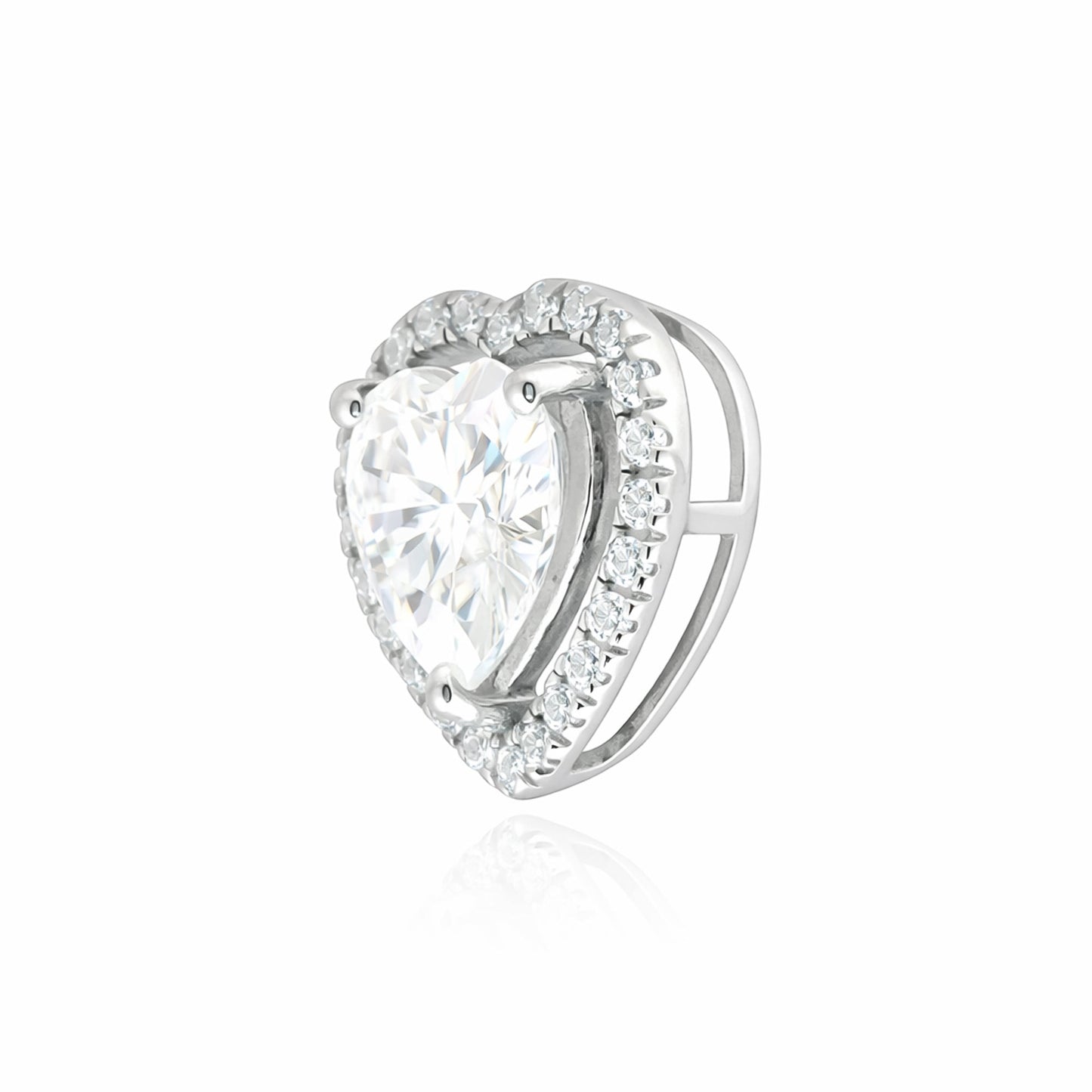 3.15 ct DEW Heart Cut Moissanite Pendant In Vermeil 925 Silver