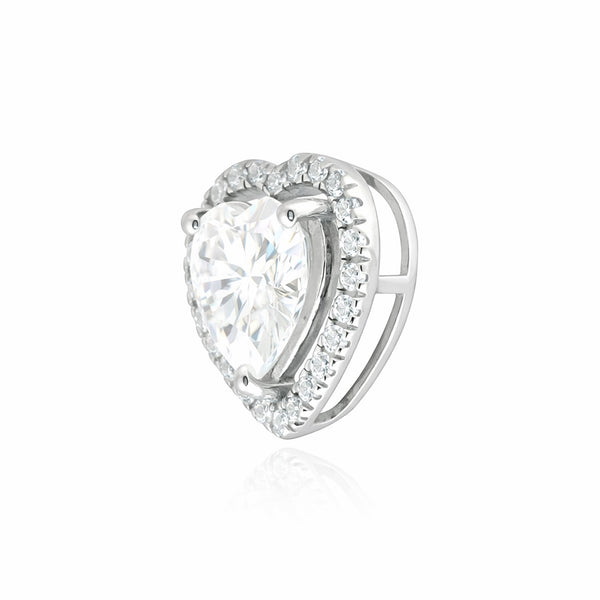 3.15 ct DEW Heart Cut Certified Moissanite Pendant In Vermeil 925 Silver
