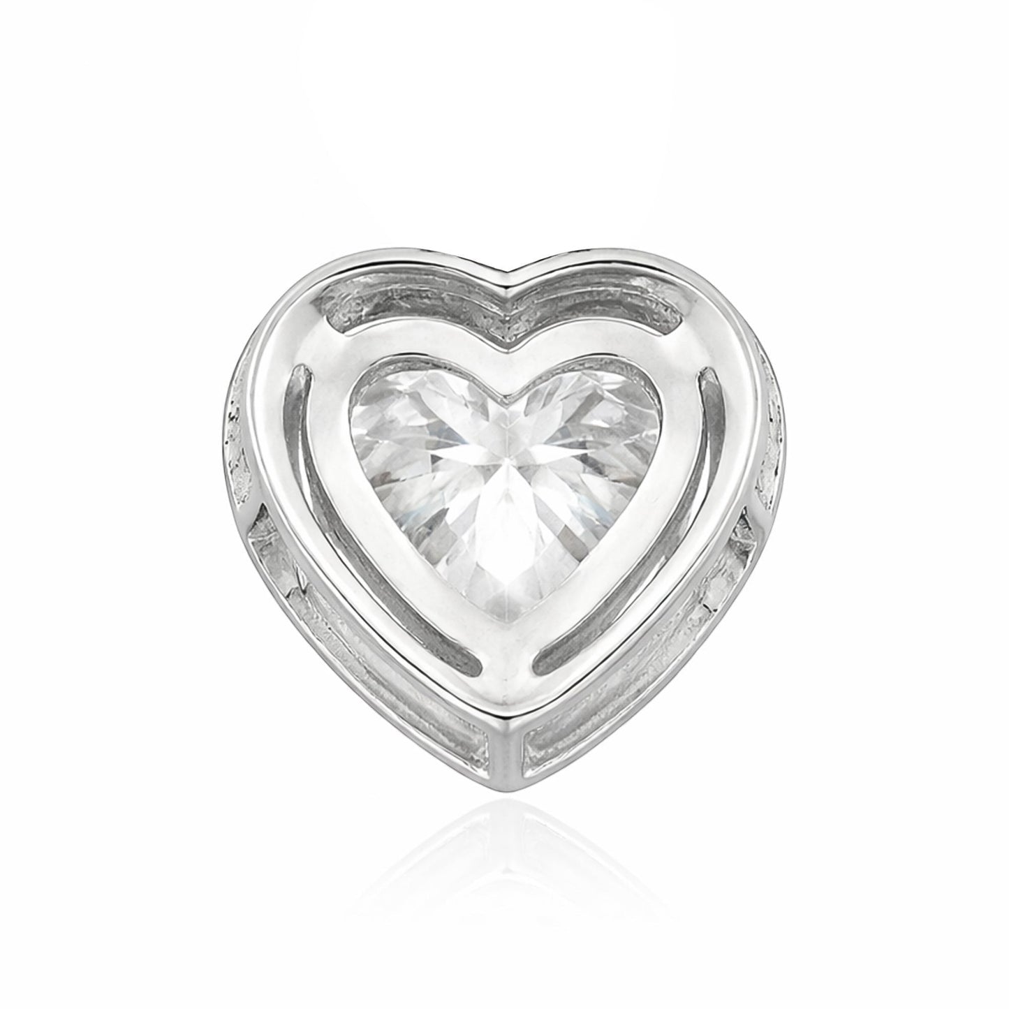 Close-up of heart shaped lab diamond surrounded by halo of accent diamonds