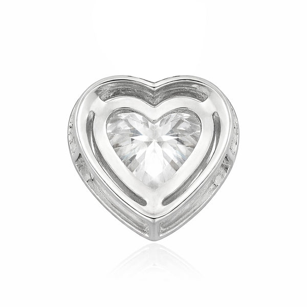 Close-up of heart shaped lab diamond surrounded by halo of accent diamonds