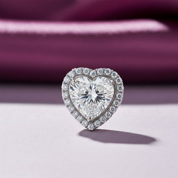 3.15 ct DEW Heart Cut Moissanite Pendant In Vermeil 925 Silver