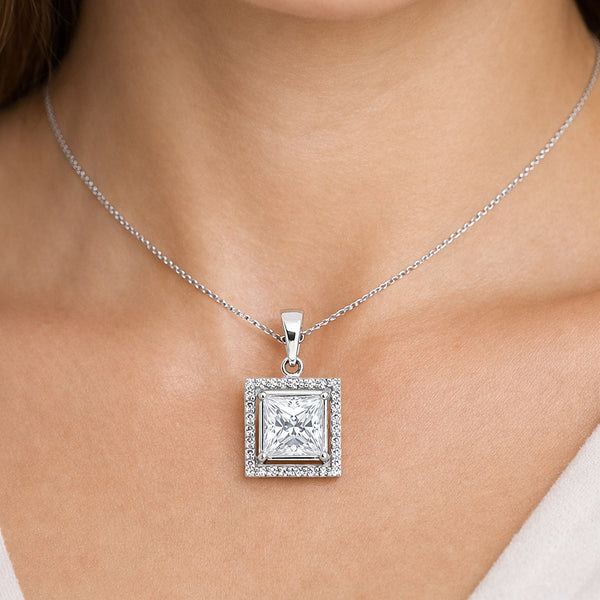 7.30 ct DEW Moissanite Pendant in Gold Vermeil Certified