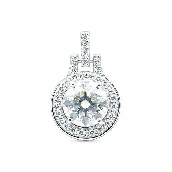 6.60 ct DEW Certified F VS1 White Moissanite Pendant in Gold Vermeil – Gift for Her