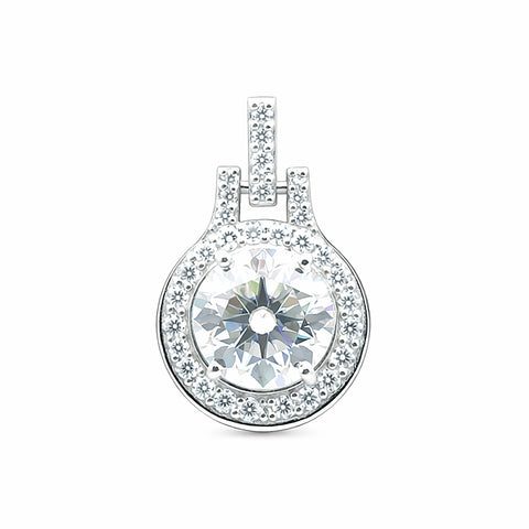 6.60 ct DEW Certified F VS1 White Moissanite Pendant In Vermeil 925 Silver – Gift for Her