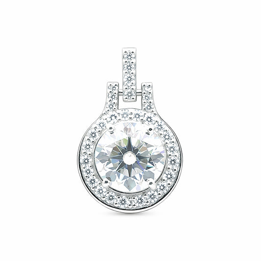 6.60 ct DEW Certified F VS1 White Moissanite Pendant In Vermeil 925 Silver – Gift for Her