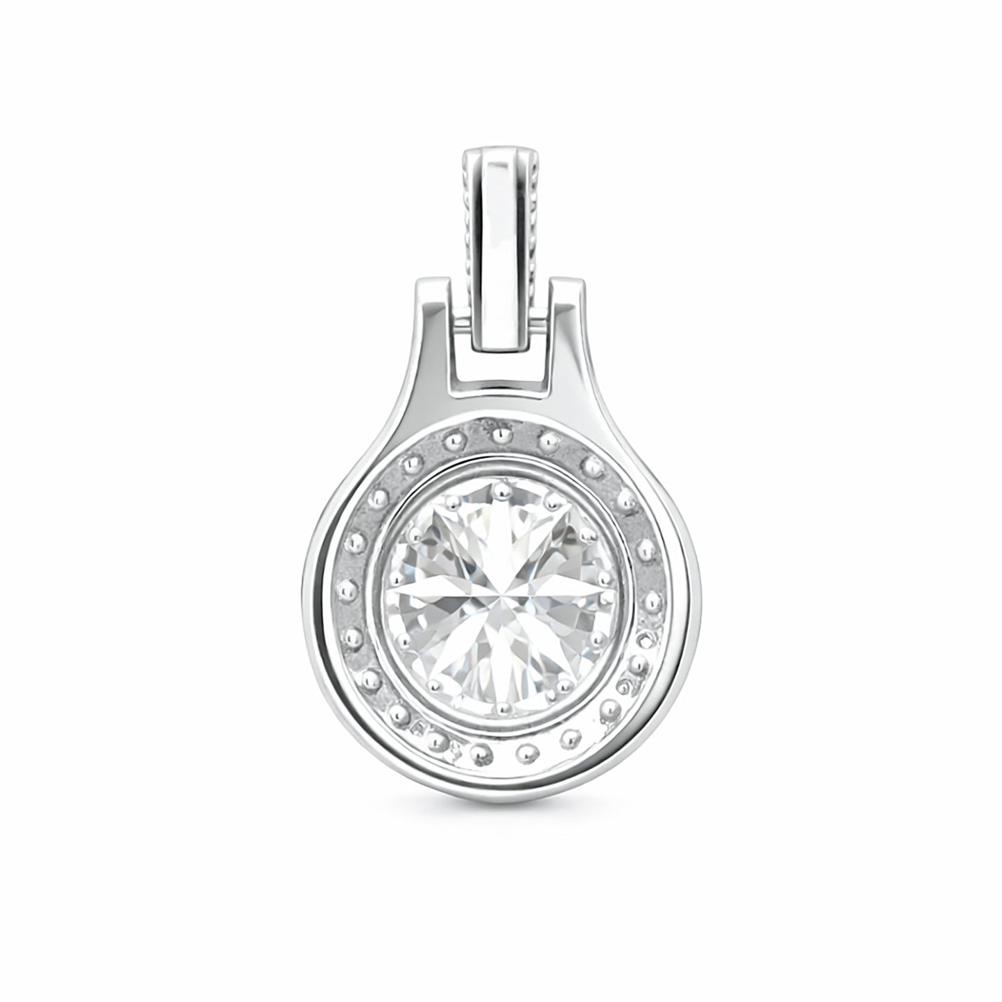 6.60 ct DEW Certified F VS1 White Moissanite Pendant In Vermeil 925 Silver – Gift for Her