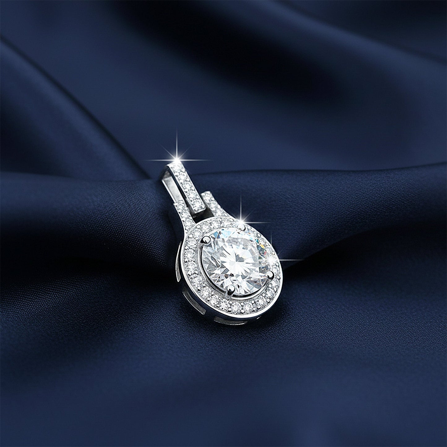 6.60 ct DEW Certified F VS1 White Moissanite Pendant in Gold Vermeil – Gift for Her