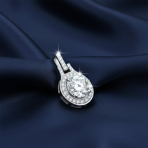 6.60 ct DEW Certified F VS1 White Moissanite Pendant In Vermeil 925 Silver – Gift for Her