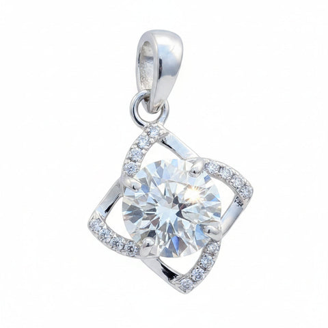 3.70 ct DEW F/VS1 White Moissanite Pendant in 18K Gold Plated Vermeil – Anniversary Gift