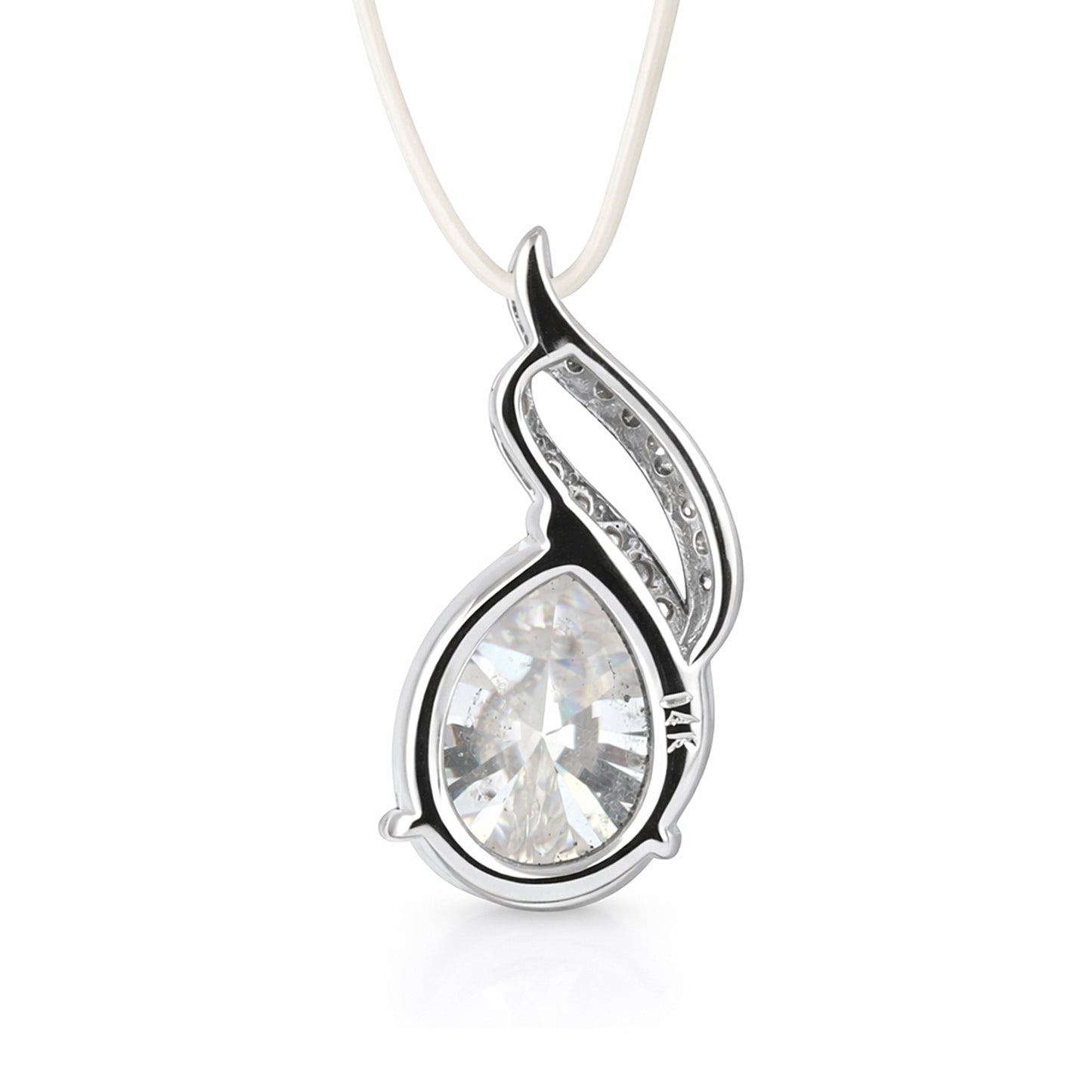 Moissanite 4.5 ct DEW Pear Moisanite Pendant White Gold Finish Free Chain Included Gold Vermeil