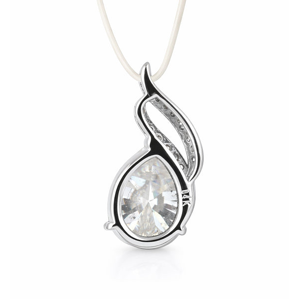 Moissanite 4.5 ct DEW Pear Moisanite Pendant White Gold Finish Free Chain Included Gold Vermeil