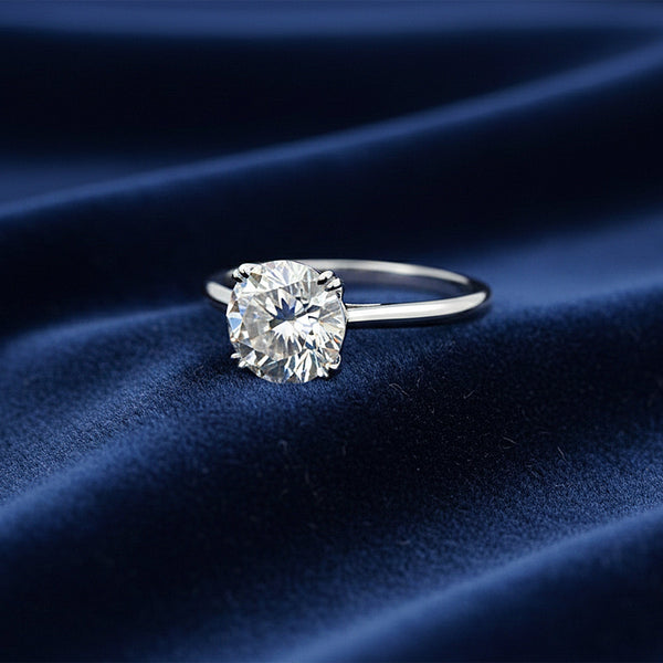6.65ct DEW White Moissanite Round Solitaire Ring