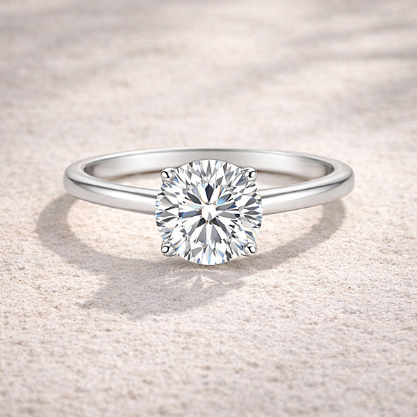 6.65ct DEW White Moissanite Round Solitaire Ring