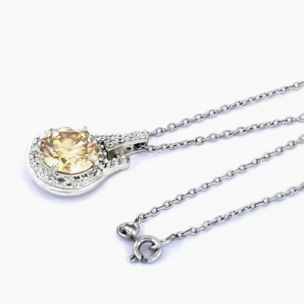 8.80 ct DEW Certified Champagne Moissanite Pendant in Gold Vermeil