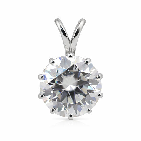 5.50 ct DEW White Round Moissanite Pendant Gold Vermeil Certified Holiday Gift Idea