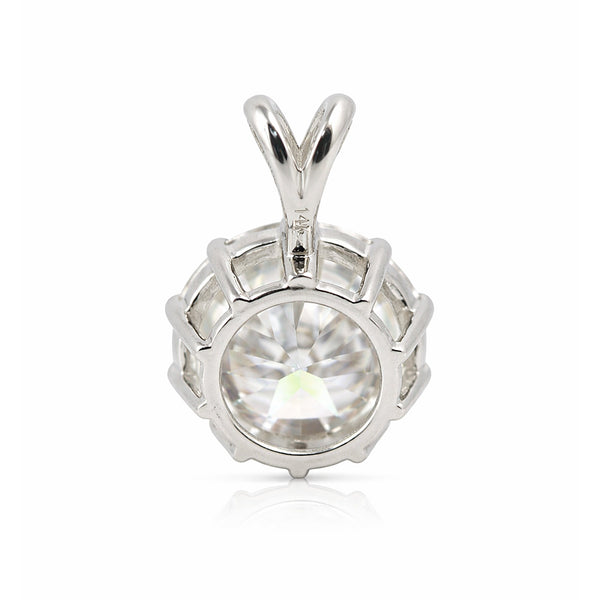 5.50 ct DEW White Round Moissanite Pendant Gold Vermeil Certified Holiday Gift Idea