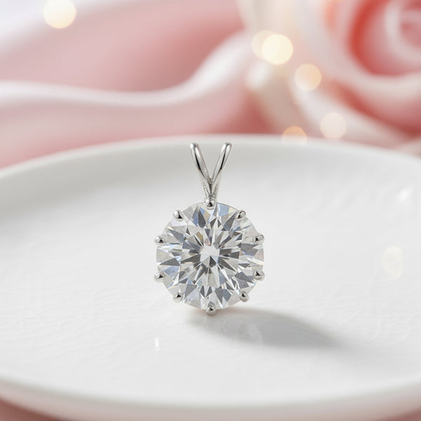 22 ct DEW Certified White Moissanite Pendant in Gold Vermeil