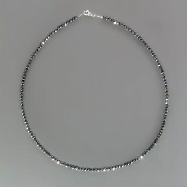 4mm Black Moissanite Bead Necklace Certified Wedding Gift Gold Vermeil