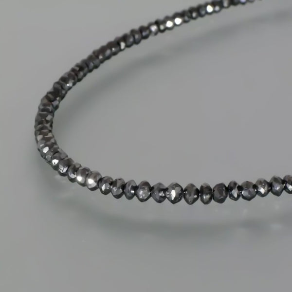 4mm Black Moissanite Bead Necklace Certified Wedding Gift Gold Vermeil