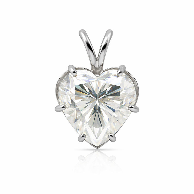 11 ct DEW Heart Cut White Moissanite Pendant in Gold Vermeil – Romantic Gift Idea